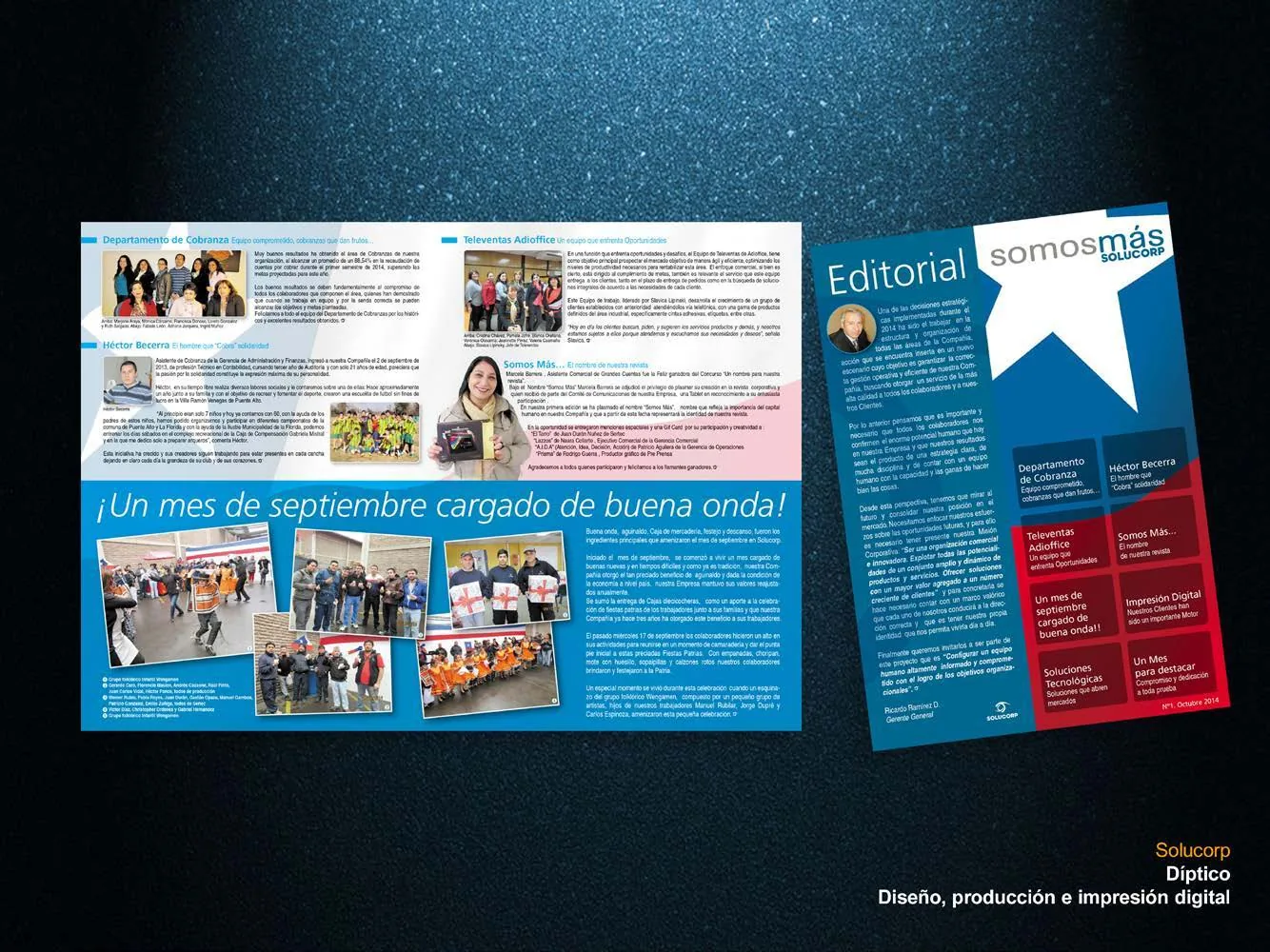 Revista interna corporativa diseñada para Solucorp.